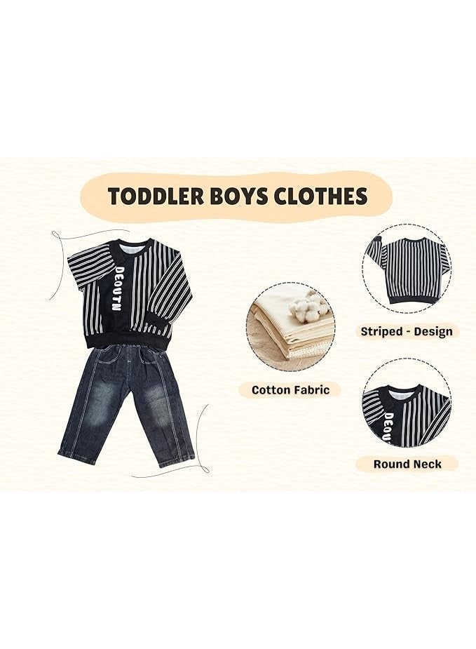 MINIIMODZ MINII MODZ DEOUTN Name Print Stripes Design Pant & Full Sleeve Shirt Set for Boys | Pant Top Set for Boy | Best Gift for Diwali & Festivals - Image 3